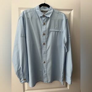 Light Blue Micro-Check Button-Up Sun Shirt